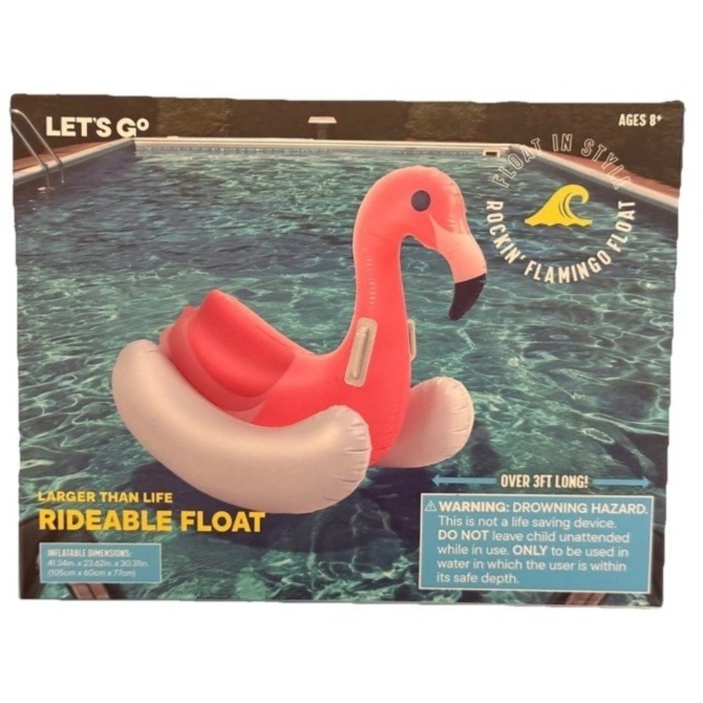 Rockin flamingo Pool Floatie Inflatable Float Over 4ft. Rideable Fun Swim